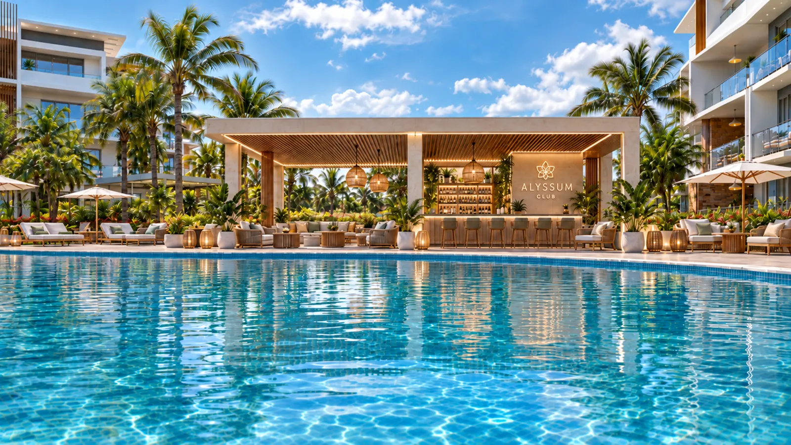Gazebo del Alyssum Club visto desde la piscina